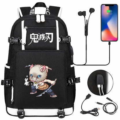 New Cute Anime Demon Slayer Tanjirou USB Boy Girl Book School Bag Large Capacity Teenagers Student Schoolbags Women Men Backpack