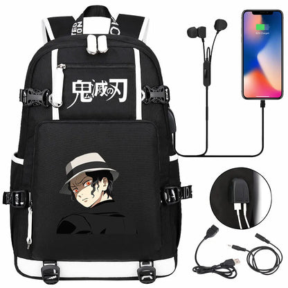 New Cute Anime Demon Slayer Tanjirou USB Boy Girl Book School Bag Large Capacity Teenagers Student Schoolbags Women Men Backpack