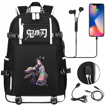 New Cute Anime Demon Slayer Tanjirou USB Boy Girl Book School Bag Large Capacity Teenagers Student Schoolbags Women Men Backpack