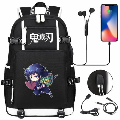 New Cute Anime Demon Slayer Tanjirou USB Boy Girl Book School Bag Large Capacity Teenagers Student Schoolbags Women Men Backpack