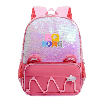 New Cute Cartoon Children's Bookbags with Sequin Mermaid Scales Backpack, Lightweight and Large Capacity for Outdoor Storage