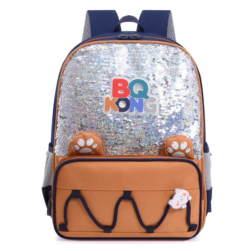 New Cute Cartoon Children's Bookbags with Sequin Mermaid Scales Backpack, Lightweight and Large Capacity for Outdoor Storage