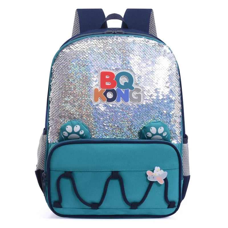 New Cute Cartoon Children's Bookbags with Sequin Mermaid Scales Backpack, Lightweight and Large Capacity for Outdoor Storage