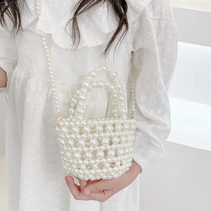 New Cute Children Girl Party Shoulder Bag Pearl Handbag Toddler Coin Purse Kawaii Mini Crossbody Bags Kids Gift