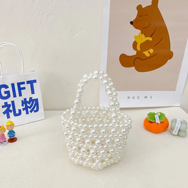 New Cute Children Girl Party Shoulder Bag Pearl Handbag Toddler Coin Purse Kawaii Mini Crossbody Bags Kids Gift