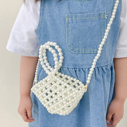 New Cute Children Girl Party Shoulder Bag Pearl Handbag Toddler Coin Purse Kawaii Mini Crossbody Bags Kids Gift