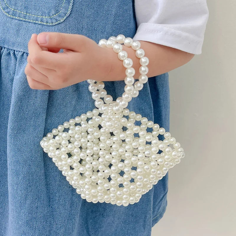 New Cute Children Girl Party Shoulder Bag Pearl Handbag Toddler Coin Purse Kawaii Mini Crossbody Bags Kids Gift