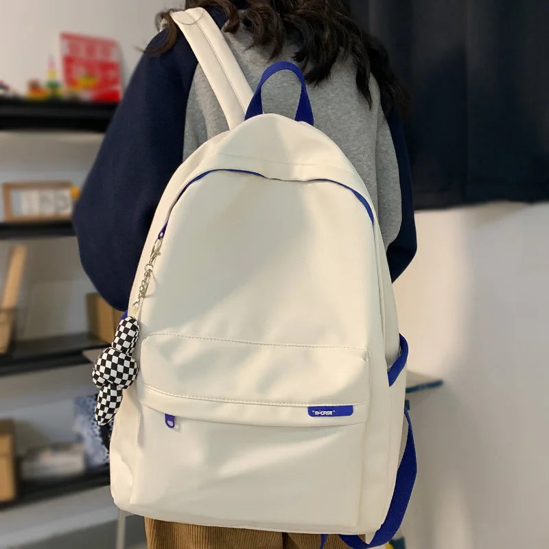 New Cute Girl White Travel Book Backpack Trendy Female Laptop Student Bags Lady Kawaii College Backpack Fashion Women School Bag