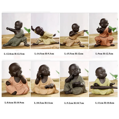 New Cute Little Monk Statue Kung Fu Purple Clay Tea Pet Ornaments Modern Art Sculpture Figurines Office Home Decoration Gifts