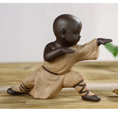 New Cute Little Monk Statue Kung Fu Purple Clay Tea Pet Ornaments Modern Art Sculpture Figurines Office Home Decoration Gifts