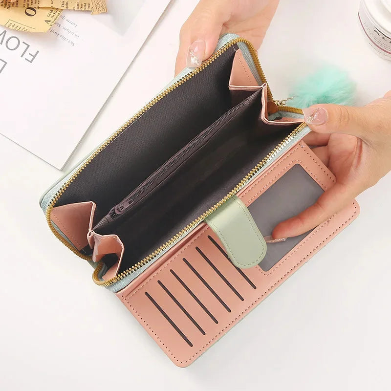 New Cute Women's Long Wallet PU Leather Female Coin Purse Large Capacity Card Holders Ladies Zipper Clutch bag