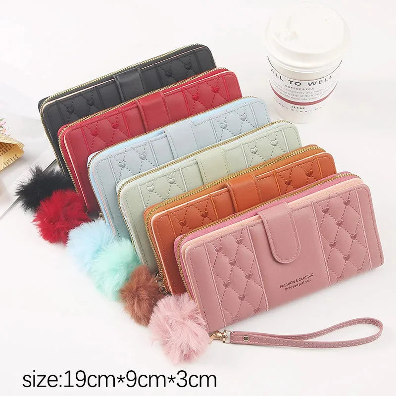 New Cute Women's Long Wallet PU Leather Female Coin Purse Large Capacity Card Holders Ladies Zipper Clutch bag