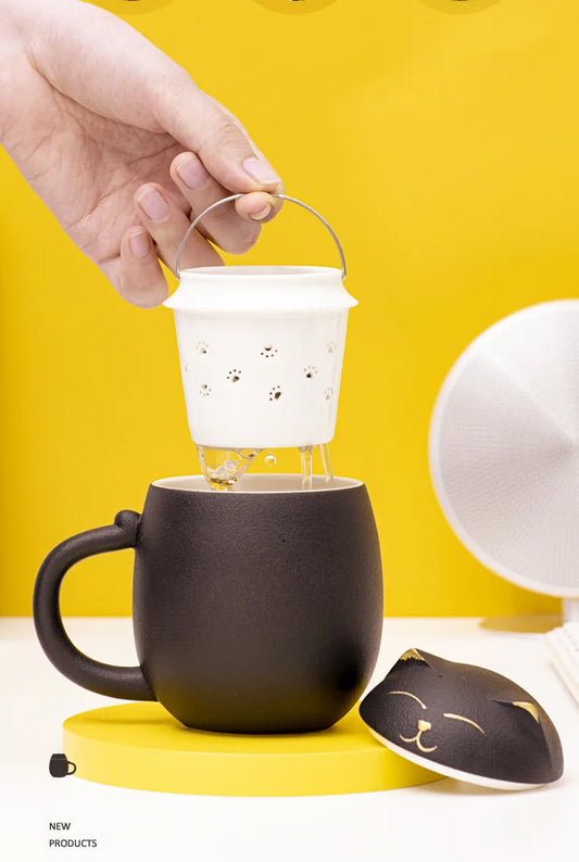 New Cute cat Ceramic teapot kettle Chinese Travel personal mug cup for coffee tea pot portable tea set drinkware gift festival