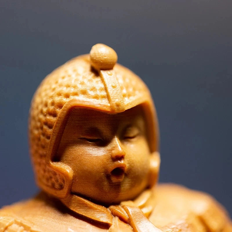 New Delicate Terracotta Warrior Wood Sculptures Retro Chinese Wooden Statues Manual Sculpture Decorations For The H