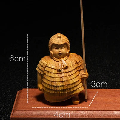 New Delicate Terracotta Warrior Wood Sculptures Retro Chinese Wooden Statues Manual Sculpture Decorations For The H