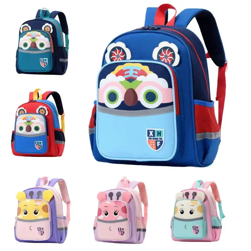 New Design School Bag Kid  Boys Girls Backpack Waterproof Cartoon Tiger Giraffe Child Snack School Bag Kindergarten Bookbag