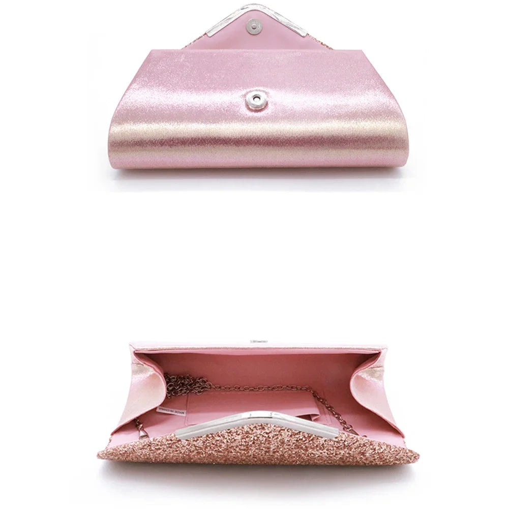 New Diamond Evening Clutch Bag for Women Wedding Sliver Purse Shoulder Ladies Small Party Banquet Chain Handbag Clutches Elegant