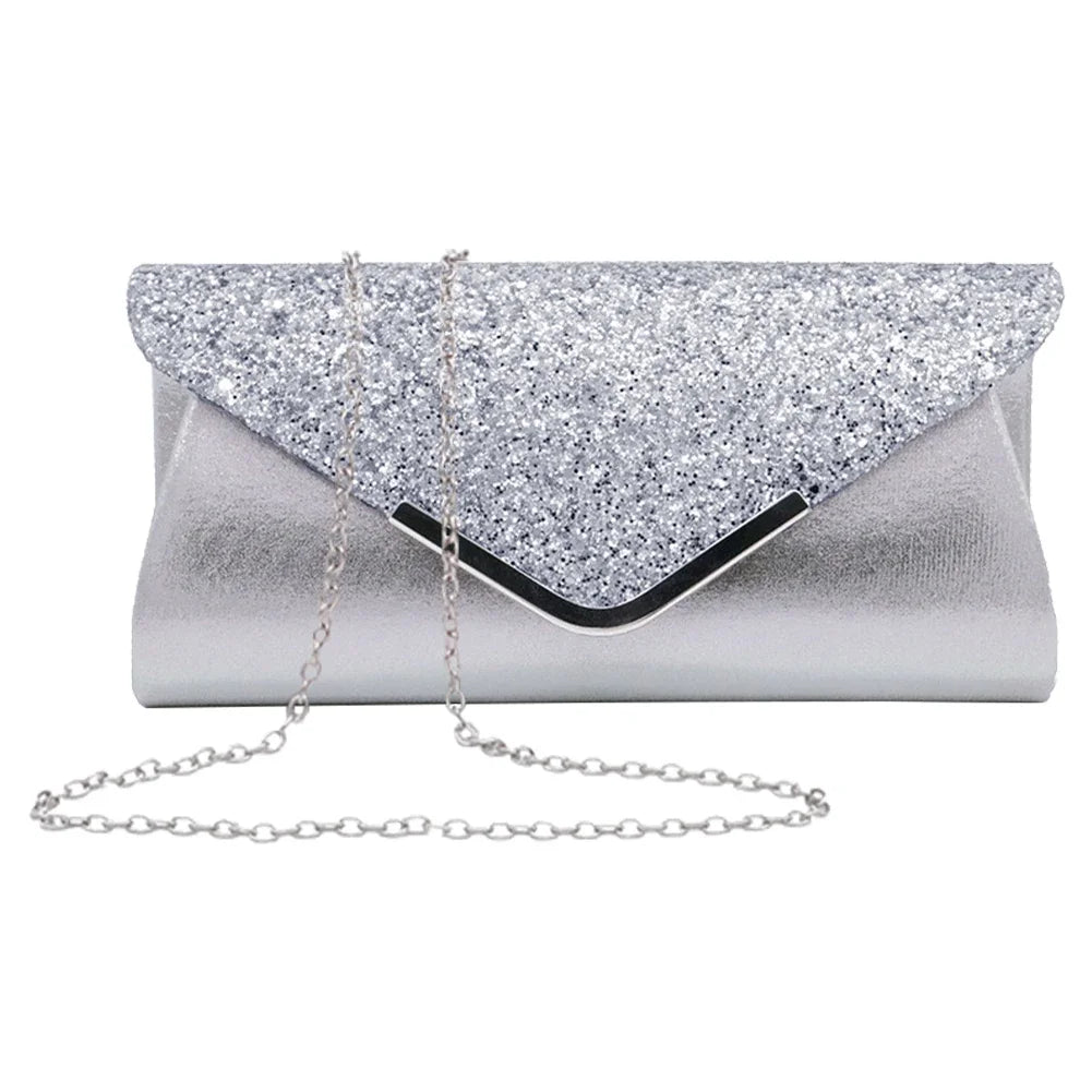 New Diamond Evening Clutch Bag for Women Wedding Sliver Purse Shoulder Ladies Small Party Banquet Chain Handbag Clutches Elegant