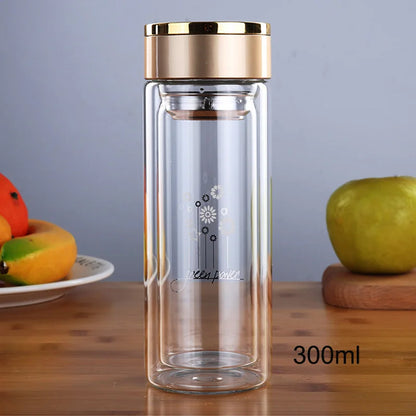 New Double Wall Glass cup Bottles Tumbler Glass Tea Drinking, Teacup Coffee Water pot tea cup,Water Bottle cups Flask