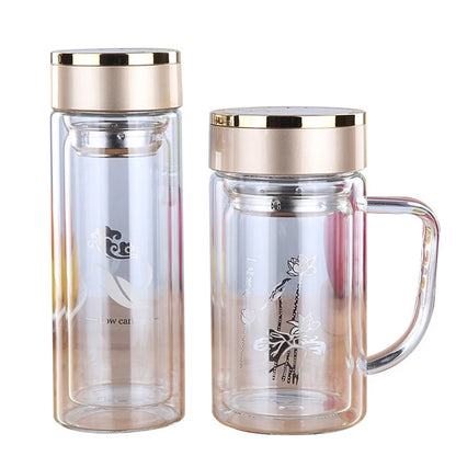 New Double Wall Glass cup Bottles Tumbler Glass Tea Drinking, Teacup Coffee Water pot tea cup,Water Bottle cups Flask