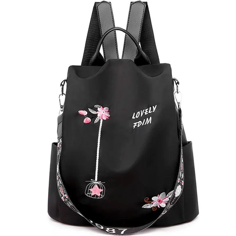 New Embroidery Waterproof Oxford Women Backpack 2023 Anti-theft Women Backpacks School Bag High Quality Large Capacity Backpack