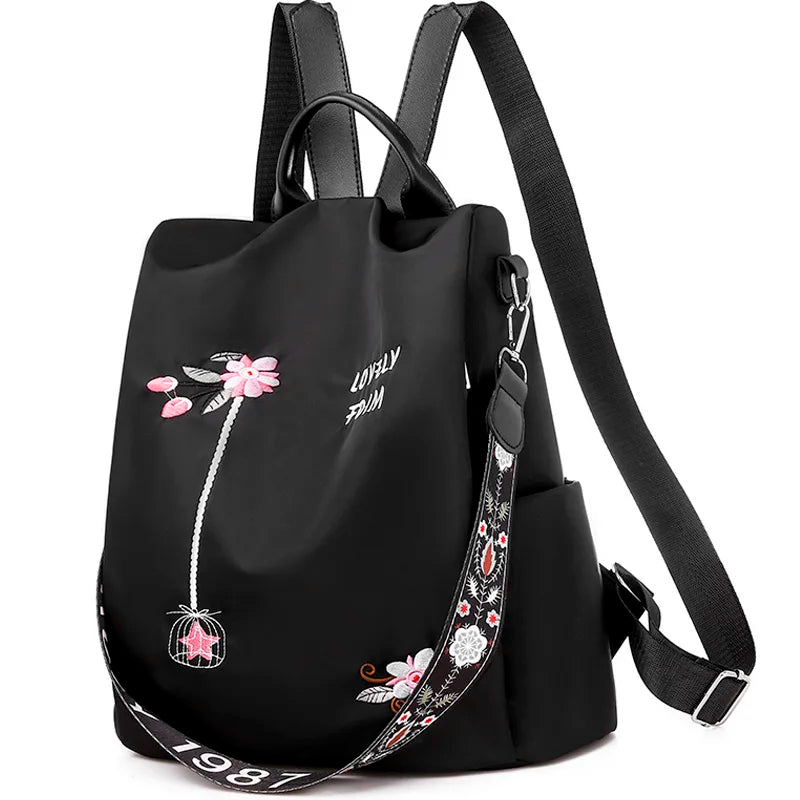 New Embroidery Waterproof Oxford Women Backpack 2023 Anti-theft Women Backpacks School Bag High Quality Large Capacity Backpack