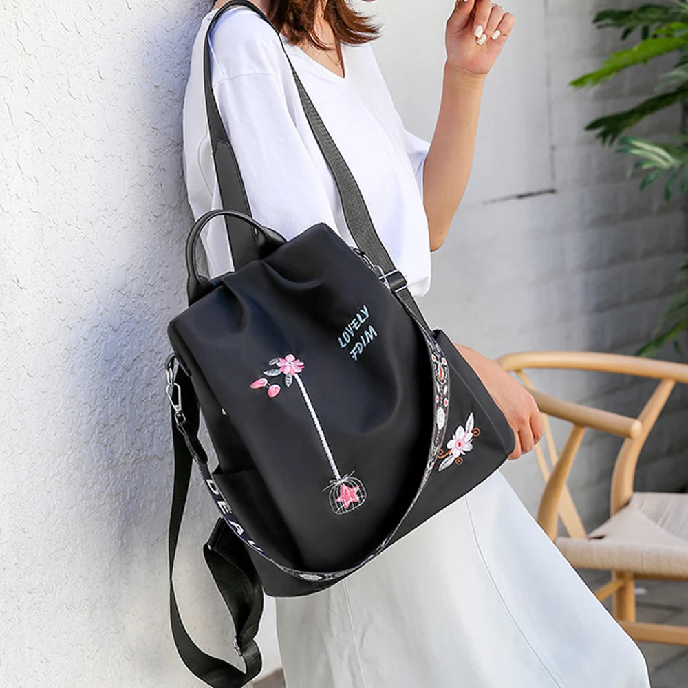 New Embroidery Waterproof Oxford Women Backpack 2023 Anti-theft Women Backpacks School Bag High Quality Large Capacity Backpack