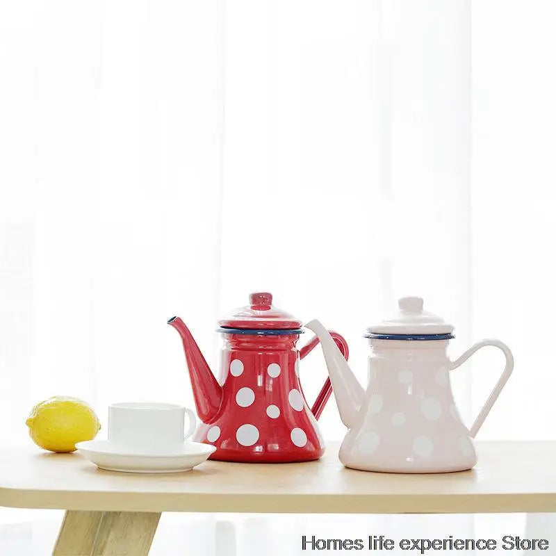 New Enameled Kettle Japanese Style Teapots 1.1L Household cold kettle  Tea Pot Water Jug Suitable For Gas Stove Induction Cooker
