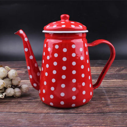 New Ethnic Style Enamel Milk Tea Pot Kettle Oil Pot Vinegar Pot Coffee Pot Tea Cooling Kettle Kitchen Supplies Hot AndCoolKettle