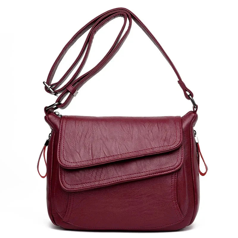 New Europe and America Luxury Soft PU Leather Bags Pure Color Women's Single Shoulder Handbags Diagonal Straddle Bag