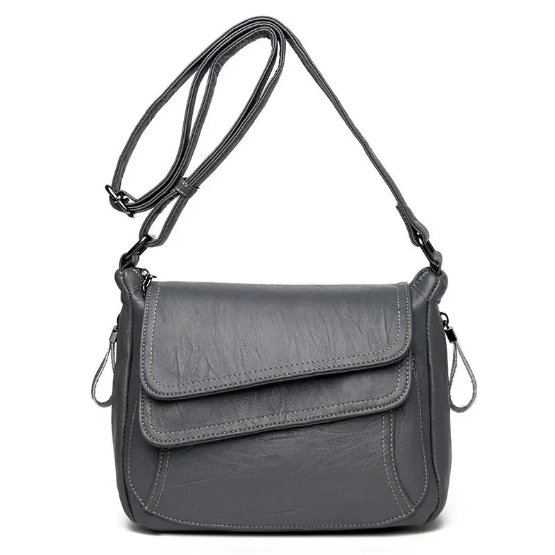 New Europe and America Luxury Soft PU Leather Bags Pure Color Women's Single Shoulder Handbags Diagonal Straddle Bag