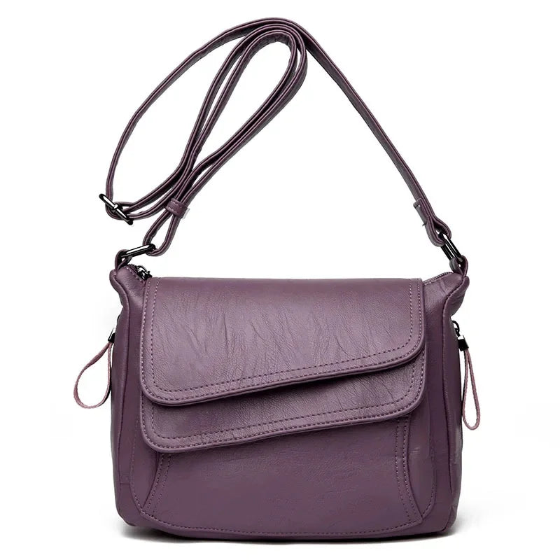 New Europe and America Luxury Soft PU Leather Bags Pure Color Women's Single Shoulder Handbags Diagonal Straddle Bag