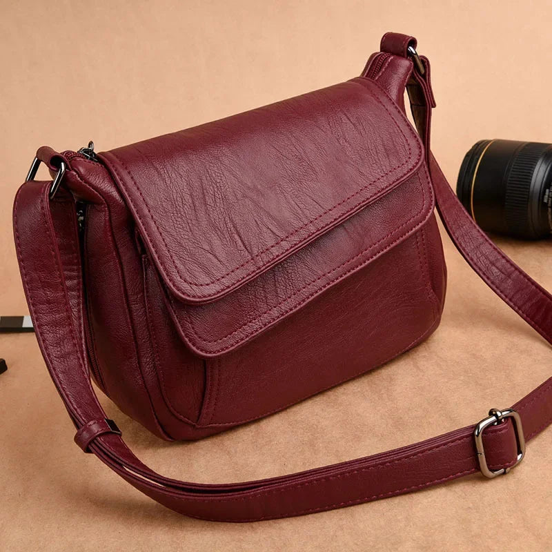 New Europe and America Luxury Soft PU Leather Bags Pure Color Women's Single Shoulder Handbags Diagonal Straddle Bag