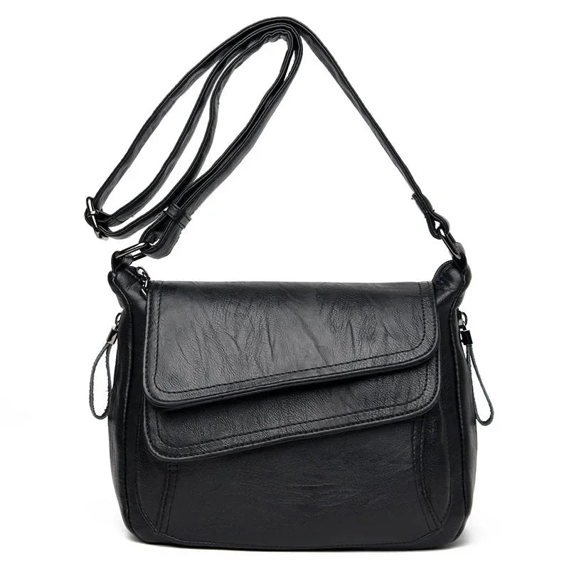 New Europe and America Luxury Soft PU Leather Bags Pure Color Women's Single Shoulder Handbags Diagonal Straddle Bag