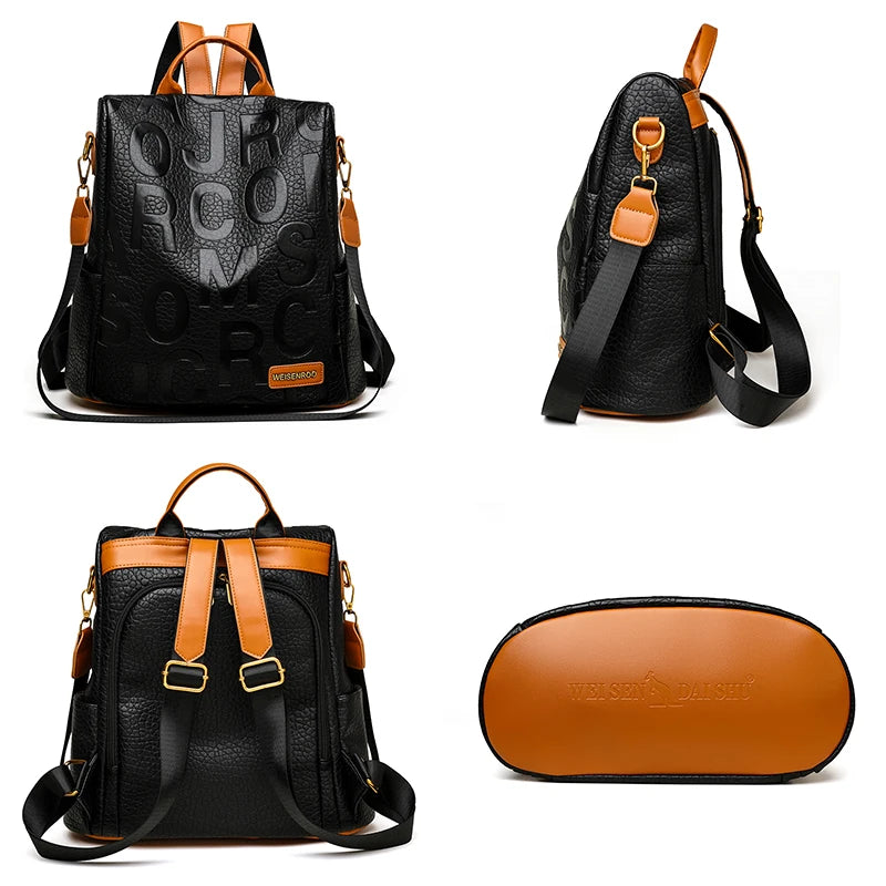 New Fashion Anti-theft Backpack Women Casual Waterproof School Bags for Teenager Multi-Function Shoulder Bag Travel Rucksack Sac