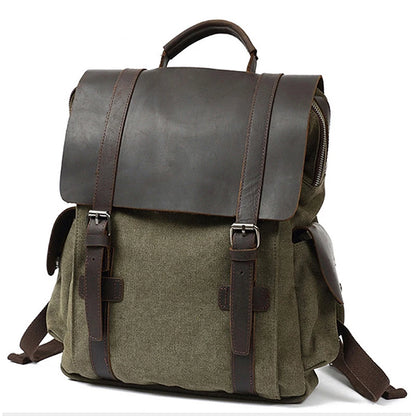 New Fashion Backpack Leather Canvas Men Backpack School Bag Military Backpack Women Rucksack Male Knapsack Bagpack Mochila
