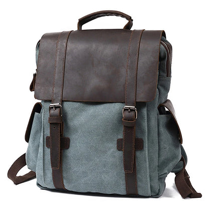 New Fashion Backpack Leather Canvas Men Backpack School Bag Military Backpack Women Rucksack Male Knapsack Bagpack Mochila