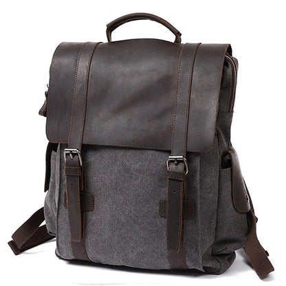 New Fashion Backpack Leather Canvas Men Backpack School Bag Military Backpack Women Rucksack Male Knapsack Bagpack Mochila