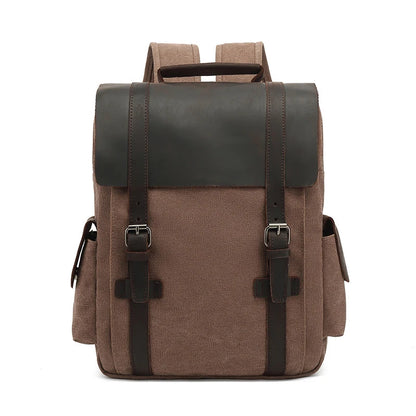 New Fashion Backpack Leather Canvas Men Backpack School Bag Military Backpack Women Rucksack Male Knapsack Bagpack Mochila
