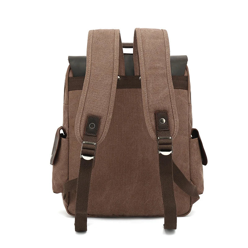 New Fashion Backpack Leather Canvas Men Backpack School Bag Military Backpack Women Rucksack Male Knapsack Bagpack Mochila