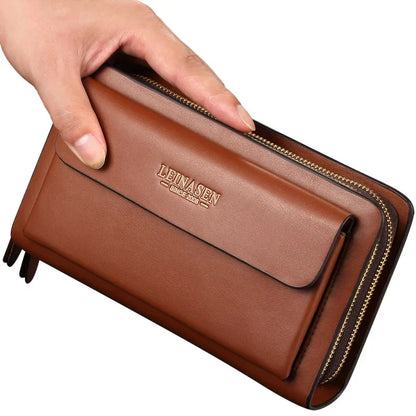 New Fashion Brand Men Wallet Double Zipper Long Money Clip Phone Package Luxury Large Capacity Coin Purse Man Clutch Bag