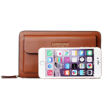 New Fashion Brand Men Wallet Double Zipper Long Money Clip Phone Package Luxury Large Capacity Coin Purse Man Clutch Bag