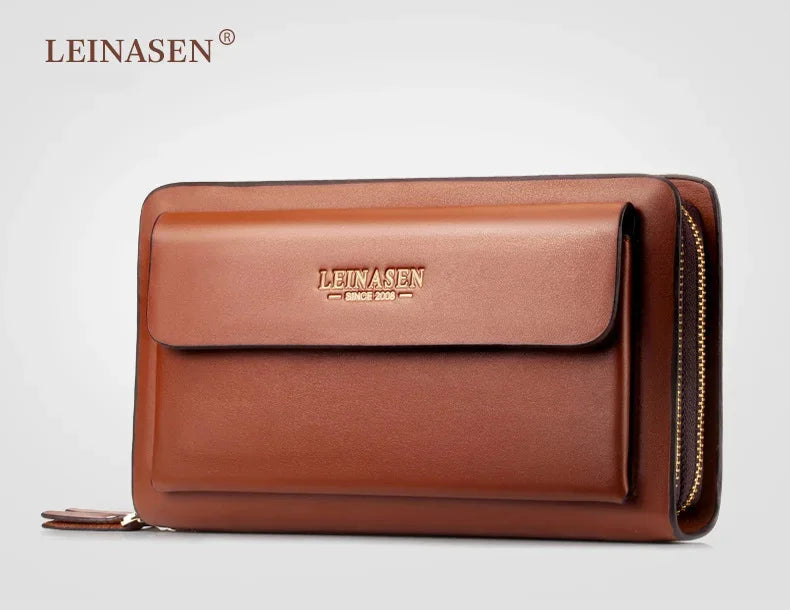 New Fashion Brand Men Wallet Double Zipper Long Money Clip Phone Package Luxury Large Capacity Coin Purse Man Clutch Bag