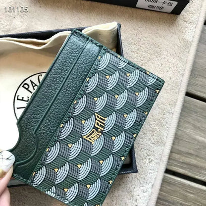 New Fashion Card Bag Fashion Cow Leather Bag Men's And Women's Clip Fish Scale Pattern Wallet