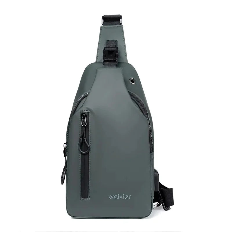 New Fashion Chest Men's Crossbody Waterproof Shoulder Bags with USB Charging Short Trip For Male Travel Pack bag