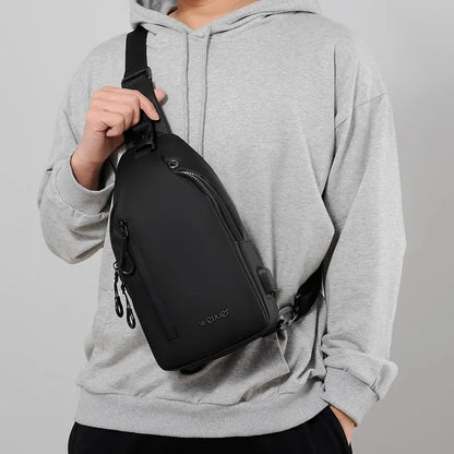 New Fashion Chest Men's Crossbody Waterproof Shoulder Bags with USB Charging Short Trip For Male Travel Pack bag
