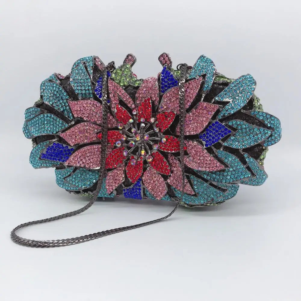 New Fashion Crystal Diamond Rhinestones Evening Clutch Bag Fashion Luxury Women's Shoulder Bag Bridal Shoulder Bag with Chain