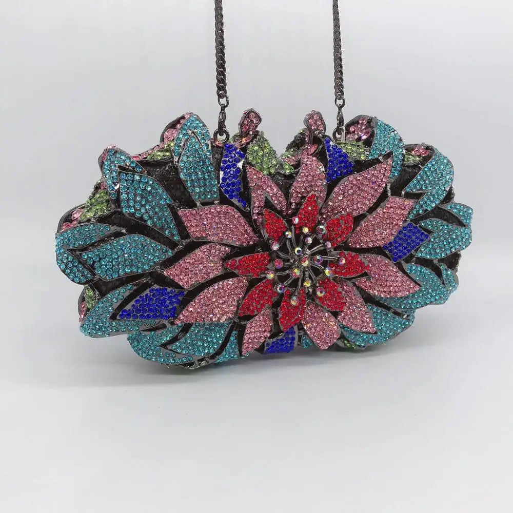 New Fashion Crystal Diamond Rhinestones Evening Clutch Bag Fashion Luxury Women's Shoulder Bag Bridal Shoulder Bag with Chain