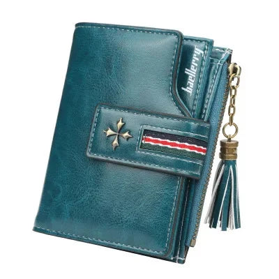 New Fashion Exquisite Genuine Leather Ladies Short Tassel Zipper Female Purse Clutch Zero Wallet Card Bag