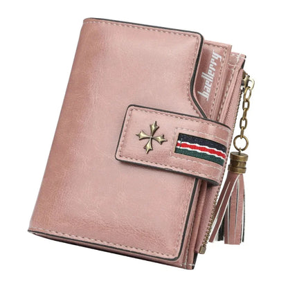 New Fashion Exquisite Genuine Leather Ladies Short Tassel Zipper Female Purse Clutch Zero Wallet Card Bag